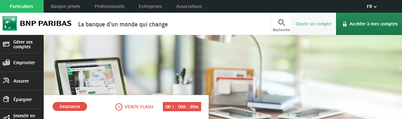 capture ecran du site BNP Paribas 